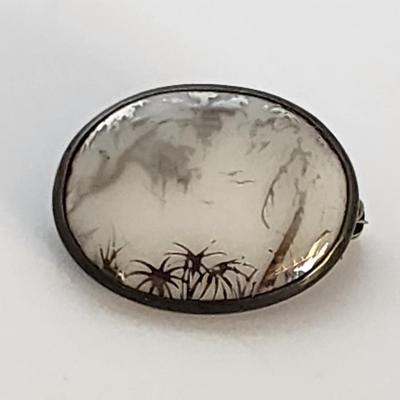 LOT 12 :: Vintage Sterling Pins- Asian hand painted porcelain and more