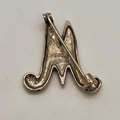 LOT 12 :: Vintage Sterling Pins- Asian hand painted porcelain and more