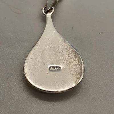 LOT 13:: Two Sterling Silver Pendant Necklaces- Teardrop Turquoise and "Be the Change" Gandhi Quote 15gtw Both chains 18"L