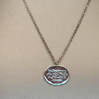 LOT 13:: Two Sterling Silver Pendant Necklaces- Teardrop Turquoise and "Be the Change" Gandhi Quote 15gtw Both chains 18"L