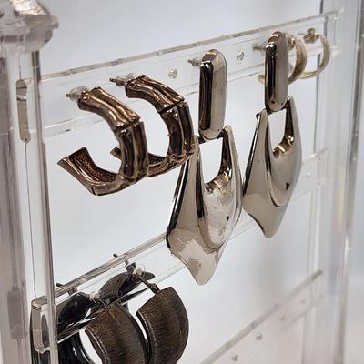 LOT 16:: 29.3gtw- Sterling Silver 925 Pierced Earring Lot featuring Ecclissi double stem bamboo hoops