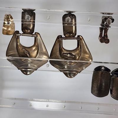 LOT 16:: 29.3gtw- Sterling Silver 925 Pierced Earring Lot featuring Ecclissi double stem bamboo hoops