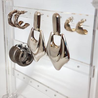 LOT 16:: 29.3gtw- Sterling Silver 925 Pierced Earring Lot featuring Ecclissi double stem bamboo hoops