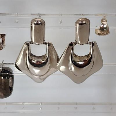 LOT 16:: 29.3gtw- Sterling Silver 925 Pierced Earring Lot featuring Ecclissi double stem bamboo hoops