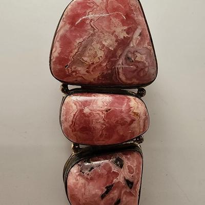 LOT 17:: Vintage Large Natural Rhodochrosite Pendant set in 925 Sterling Silver with 925 Italy 18" Chain