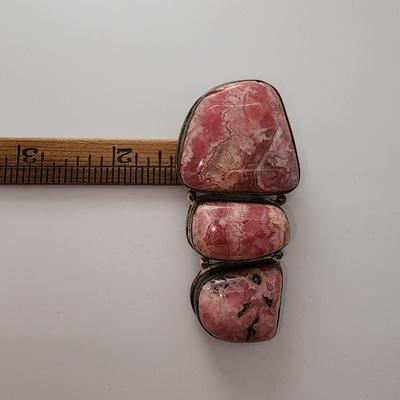 LOT 17:: Vintage Large Natural Rhodochrosite Pendant set in 925 Sterling Silver with 925 Italy 18" Chain