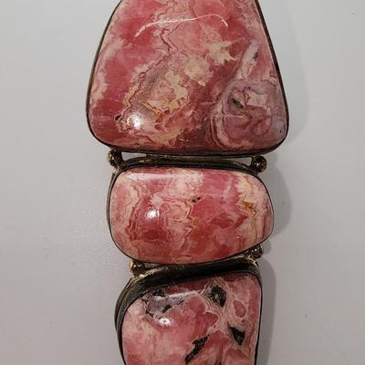 LOT 17:: Vintage Large Natural Rhodochrosite Pendant set in 925 Sterling Silver with 925 Italy 18" Chain