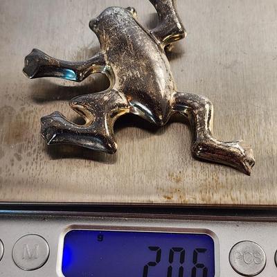 LOT 20:: Vintage Sterling Silver 925 Huge Frog Brooch 20.6g