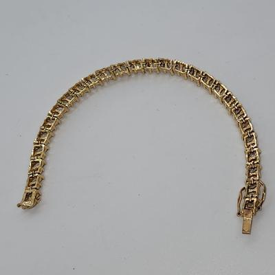LOT 22:: 925 Gold Vermeil Marquis cut Crystal Tennis Bracelet 8"L - Never worn
