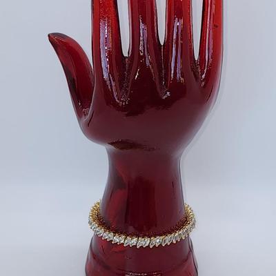 LOT 22:: 925 Gold Vermeil Marquis cut Crystal Tennis Bracelet 8"L - Never worn