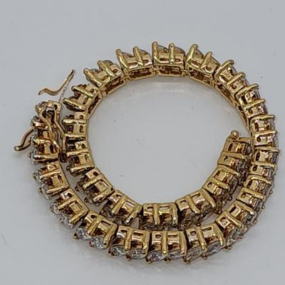 LOT 22:: 925 Gold Vermeil Marquis cut Crystal Tennis Bracelet 8"L - Never worn