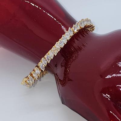 LOT 22:: 925 Gold Vermeil Marquis cut Crystal Tennis Bracelet 8"L - Never worn