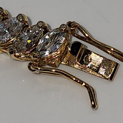 LOT 22:: 925 Gold Vermeil Marquis cut Crystal Tennis Bracelet 8"L - Never worn