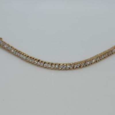 LOT 22:: 925 Gold Vermeil Marquis cut Crystal Tennis Bracelet 8"L - Never worn
