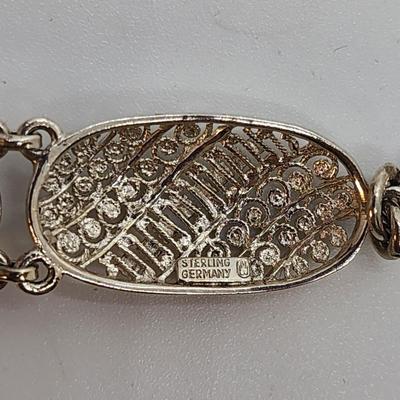 LOT 24:: Beautiful Sterling Filigree Link Bracelet Germany 7.5"L- 10.9g