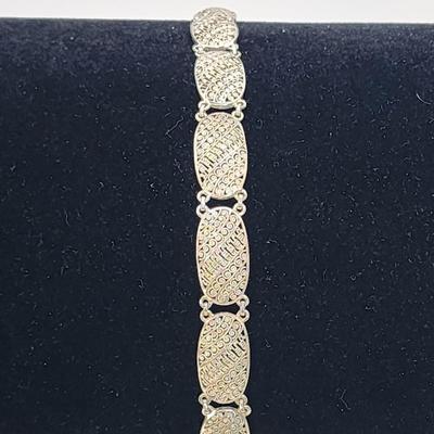 LOT 24:: Beautiful Sterling Filigree Link Bracelet Germany 7.5"L- 10.9g