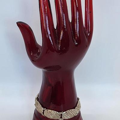 LOT 24:: Beautiful Sterling Filigree Link Bracelet Germany 7.5"L- 10.9g