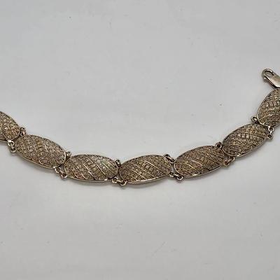 LOT 24:: Beautiful Sterling Filigree Link Bracelet Germany 7.5"L- 10.9g