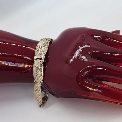 LOT 24:: Beautiful Sterling Filigree Link Bracelet Germany 7.5"L- 10.9g