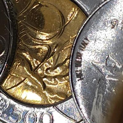 LOT 25:: 14k Gold Bezel Stainless Steel Milor Italy Two tone Coin Bracelet by QVC