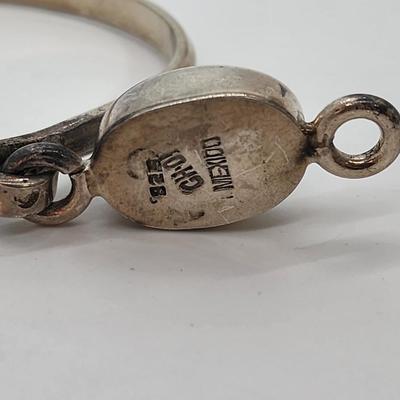 LOT 26 :: 925 Mexico Sterling Silver Hinged Gemstone Bangle Bracelet - 19.7gtw