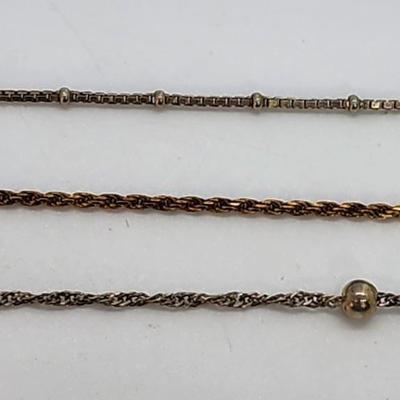 LOT 27:: Three Sterling Silver 925 Italy Ankle Bracelets- one is gold vermeil