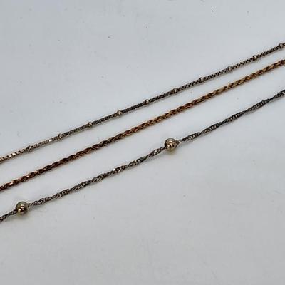 LOT 27:: Three Sterling Silver 925 Italy Ankle Bracelets- one is gold vermeil