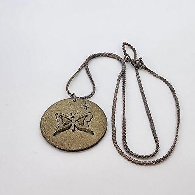 LOT 29:: Handcrafted ONE OF A KIND Butterfly and Star in a 1964 Quarter Pendant on 18" L 925 Italy Chain