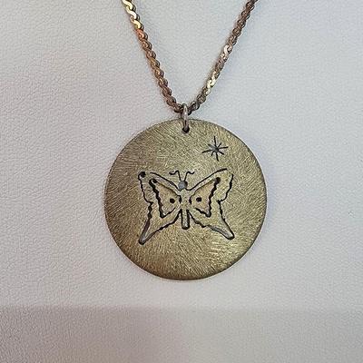LOT 29:: Handcrafted ONE OF A KIND Butterfly and Star in a 1964 Quarter Pendant on 18" L 925 Italy Chain