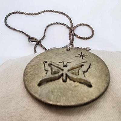 LOT 29:: Handcrafted ONE OF A KIND Butterfly and Star in a 1964 Quarter Pendant on 18" L 925 Italy Chain