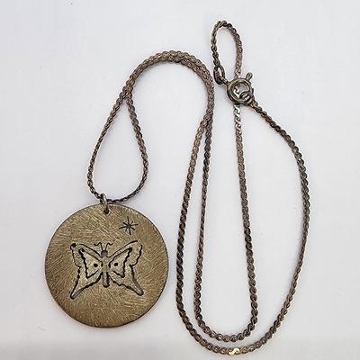 LOT 29:: Handcrafted ONE OF A KIND Butterfly and Star in a 1964 Quarter Pendant on 18" L 925 Italy Chain