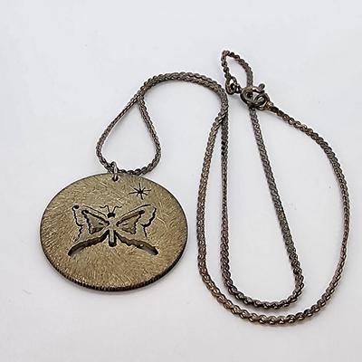LOT 29:: Handcrafted ONE OF A KIND Butterfly and Star in a 1964 Quarter Pendant on 18" L 925 Italy Chain