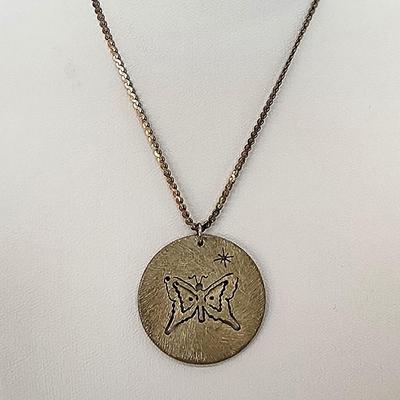 LOT 29:: Handcrafted ONE OF A KIND Butterfly and Star in a 1964 Quarter Pendant on 18" L 925 Italy Chain