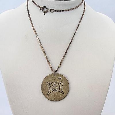 LOT 29:: Handcrafted ONE OF A KIND Butterfly and Star in a 1964 Quarter Pendant on 18" L 925 Italy Chain