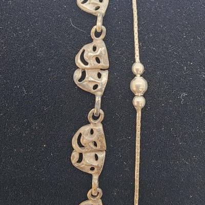 LOT:: Sterling Silver Bracelets- Classis Wave Cuff, I7" L Italian balls on rope chain and 7" L Comedy tragedy theater masks 30.8g