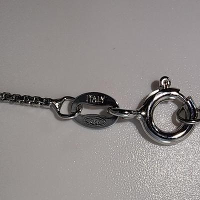 LOT 34:: Sterling Turquoise and Marcasite double sided pendant on 16" L 925 Italy chain