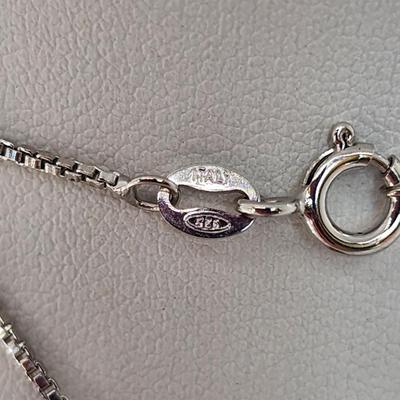 LOT 34:: Sterling Turquoise and Marcasite double sided pendant on 16" L 925 Italy chain