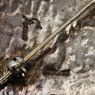 LOT 36:: Vintage Beautiful Inlaid Turquoise and other gemstones Pendant/Brooch with removable Bail and a thick 18"L Chain 925 Italy