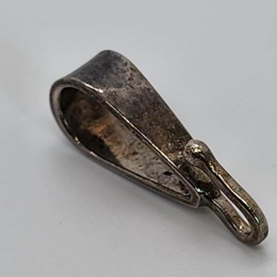 LOT 36:: Vintage Beautiful Inlaid Turquoise and other gemstones Pendant/Brooch with removable Bail and a thick 18"L Chain 925 Italy