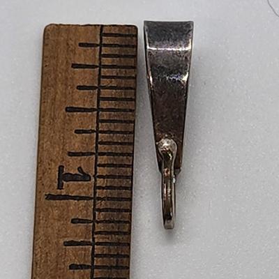 LOT 36:: Vintage Beautiful Inlaid Turquoise and other gemstones Pendant/Brooch with removable Bail and a thick 18"L Chain 925 Italy