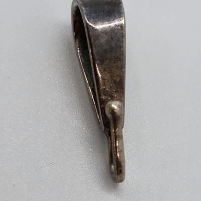 LOT 36:: Vintage Beautiful Inlaid Turquoise and other gemstones Pendant/Brooch with removable Bail and a thick 18"L Chain 925 Italy