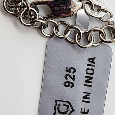 LOT 37:: Beautiful New in Box Sterling Silver Pink Fluorite Pendant Necklace 18-20" L chain