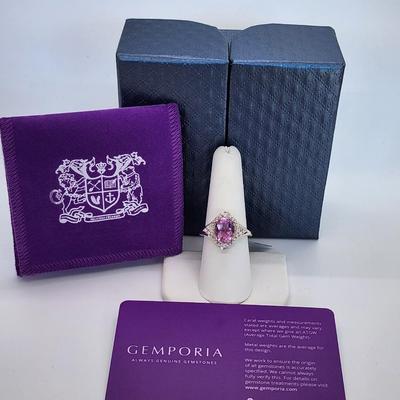 LOT 38:: New in Box Sterling Silver Pink Fluorite Gemstone Ring sz 8