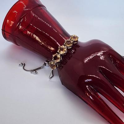 LOT 39:: Beautiful Citrine Sterling Silver Bolo Slide Bracelet- New in Box !