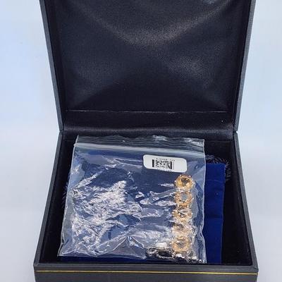 LOT 39:: Beautiful Citrine Sterling Silver Bolo Slide Bracelet- New in Box !