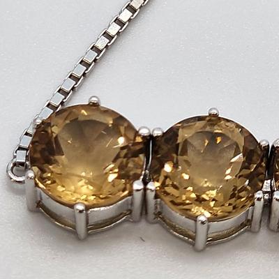 LOT 39:: Beautiful Citrine Sterling Silver Bolo Slide Bracelet- New in Box !