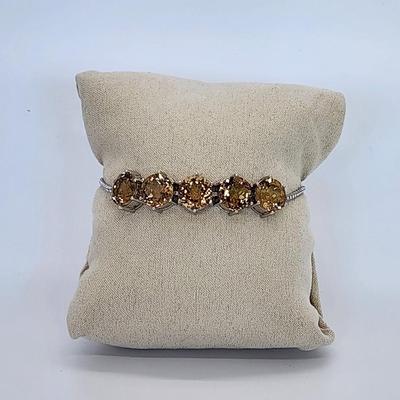 LOT 39:: Beautiful Citrine Sterling Silver Bolo Slide Bracelet- New in Box !
