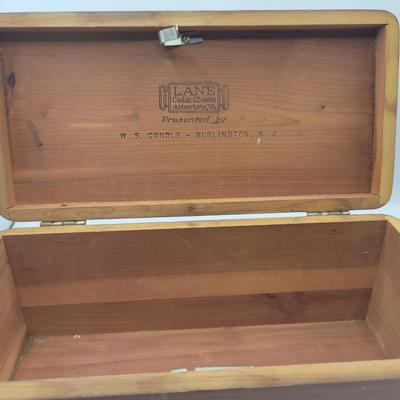 LOT:: 56 Mini Lane Chest & Three MCM Serving Pieces