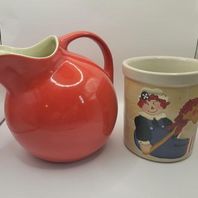 LOT:: 57 MCM Hall Pitcher & Roseville Pottery Raggedy Andy