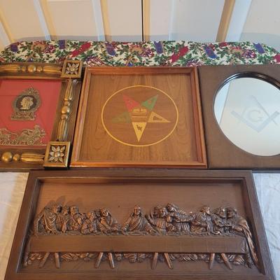 LOT:: 61 Masonic Wall Hangings & Hammered Copper "Last Supper"